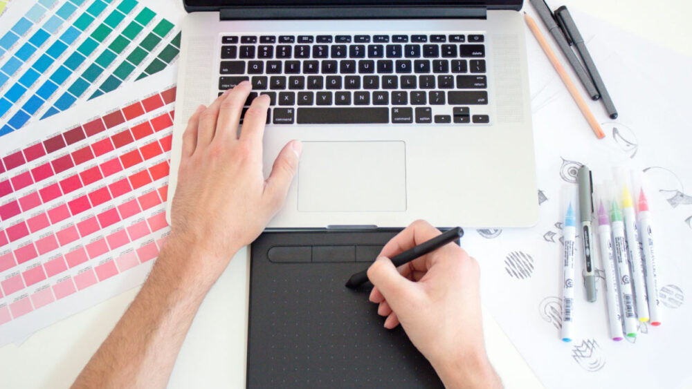 Graphic design tools used to create business branding assets