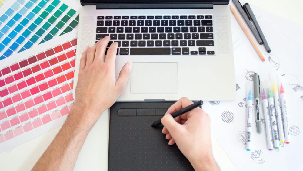 Graphic design tools used to create business branding assets